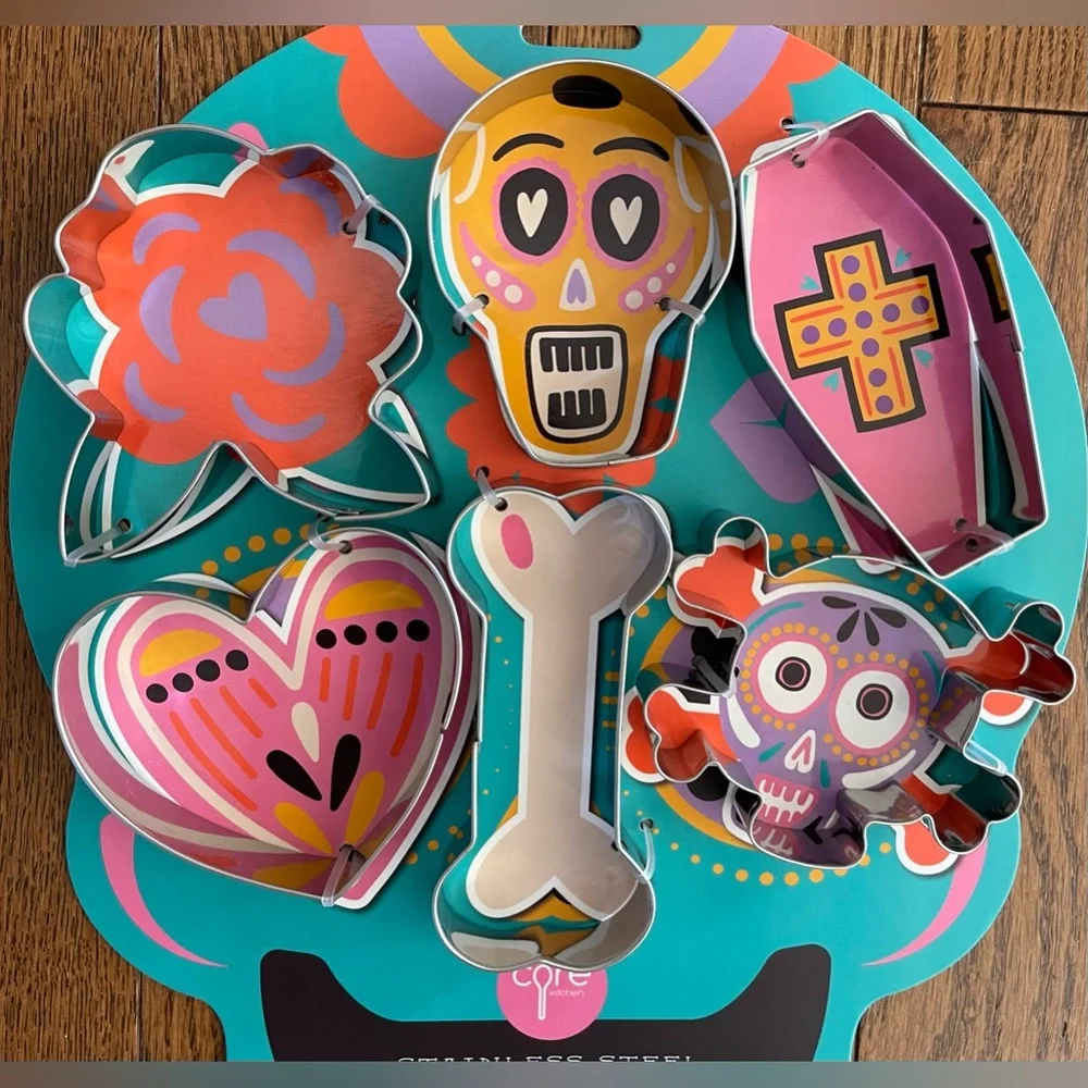Core Kitchen Sugar Skull Day of the Dead 6 Cookie Cutter Set Stainless Steel NEW
